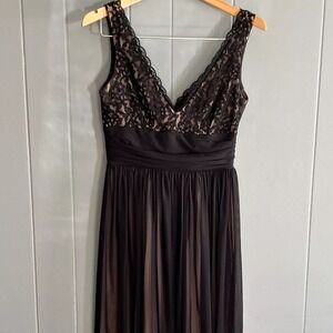 Black Lace Cocktail Dress‎ London Times Size 4 Babydoll Nude Lined Y2K Romantic
